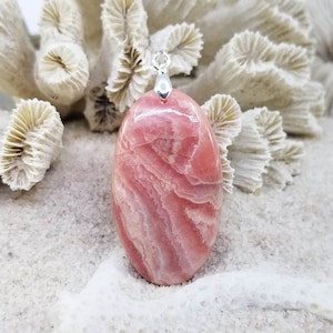 Rhodochrosite pendant, semi-precious natural stone, lithotherapy, anti-stress, necklace (woman/man), minerals, jewelry, 60 carats