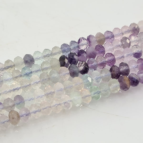 Multicolored Fluorite, faceted pearl caliber 4x3 mm, natural stone for jewelry creation, bracelet, necklace, Heishi pearl