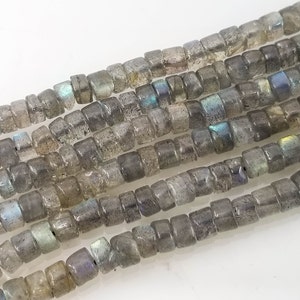 Flat smooth Heishi Labradorite flashy AAA (4.5/5 mm) natural stone beads for bracelet, necklace (8 cm/approx 38 beads)