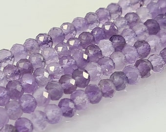 Amethyst, 3.9 mm faceted beads, natural stone for jewelry making, bracelet, necklace, flat faceted bead, Heishi