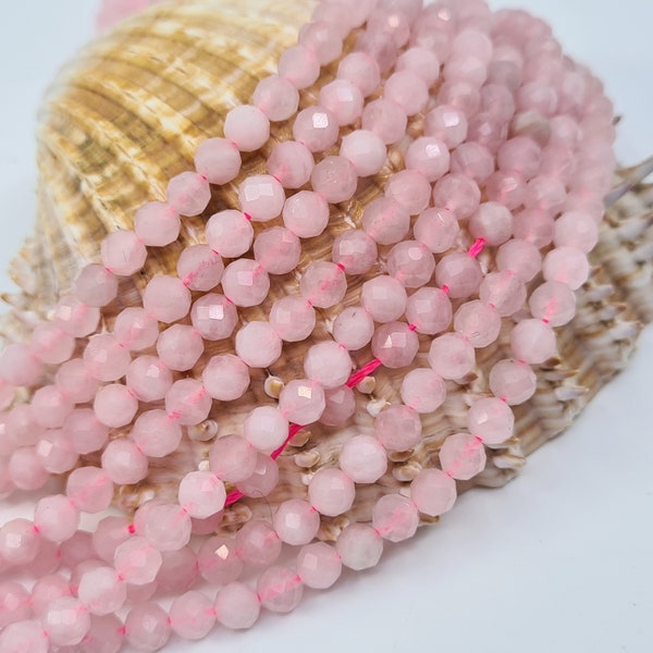 Quartz rose, perles à facettes 4,5 mm, pierre naturelle pour artisanat bracelet, collier, boucle d'oreille, Heishi