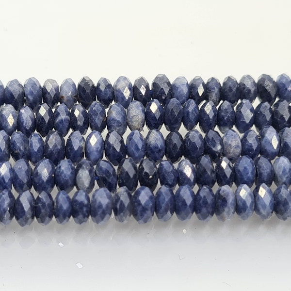 Saphir bleu, perles à facettes 4x2 mm, pierre naturelle pour création bijoux,  bracelet, collier, perle plate à facette, Heishi