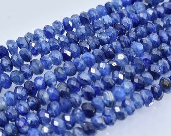 Kyanit-Qualität AAAA, 3x3,5 mm facettierte Perlen, Naturstein für die Schmuckherstellung, Armband, Halskette, Flachperle, Heishi