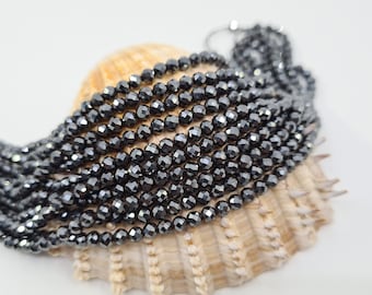 Hämatit, facettierte Perlen 3,4 mm, Naturstein zum Basteln von Armband, Halskette, Ohrring, Heishi