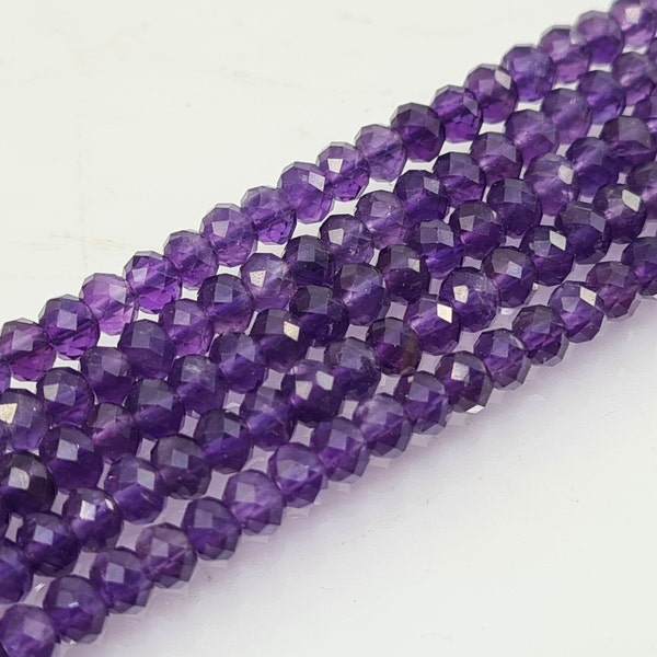 Amethyst, faceted beads caliber 4 mm, natural stone for jewelry creation, bracelet, necklace, flat faceted bead, Heishi