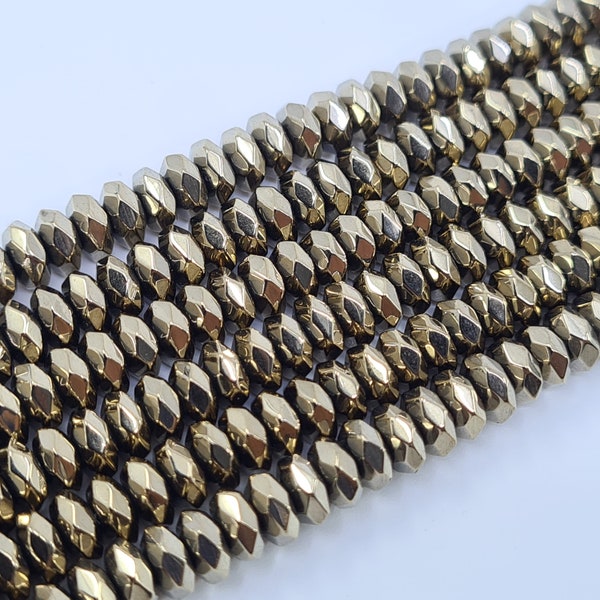 Golden hematite, faceted rondelle beads caliber 6 x 3 mm, faceted spacer bead, for jewelry creation, bracelet, necklace