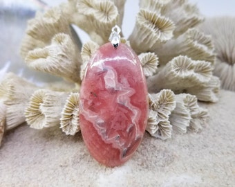 Rhodochrosite pendant, semi-precious natural stone, lithotherapy, anti stress, necklace (woman/man), minerals, jewelry, 87.5 carats