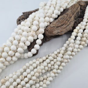 Round Magnesite beads in genuine natural stone, semi-precious, in 6 and 8 mm for manufacturing, jewelry creation, creative hobbies