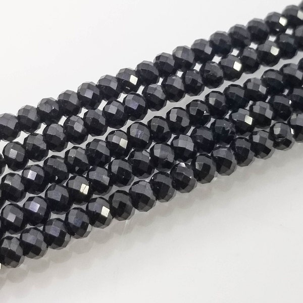 Tourmaline noire, perles à facettes 3x3,9 mm, pierre naturelle pour artisanat bracelet, collier, boucle d'oreille, perle plate, Heishi