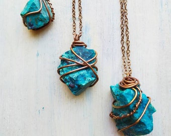 Stone Necklace Crystal Necklace Teal Necklace Spiritual Jewelry Beaded Necklace Gift For Her Amazonite /& Chrysacolla Necklace