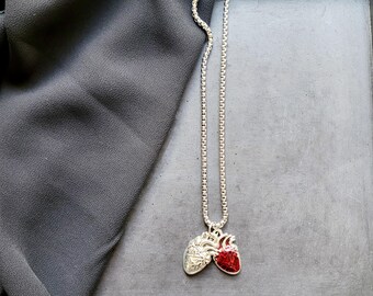 Collana Gotica A Cuore Rosso E Nero, Due Strati, Stile Vampiro, Per San Valentino E Carnevale