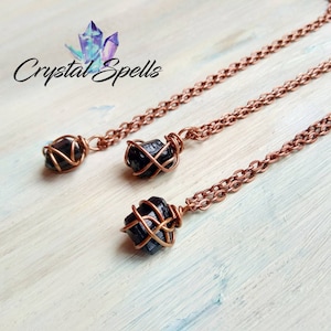 Small Black Tourmaline necklace, Raw Tourmaline stone necklace, Tourmaline jewelry, healing crystal, copper wire wrapped necklace