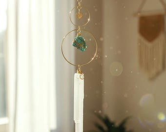 Crystal Wall Hanging, Selenite Protection Decor, Spiritual Home Decor, Crystal Wall Decor, Energy Protection Decor, Boho Crystal Hanging