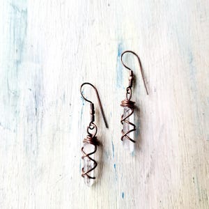 Raw Clear Quartz earrings, Clear Crystal Quartz stone earrings, Clear Quartz jewelry