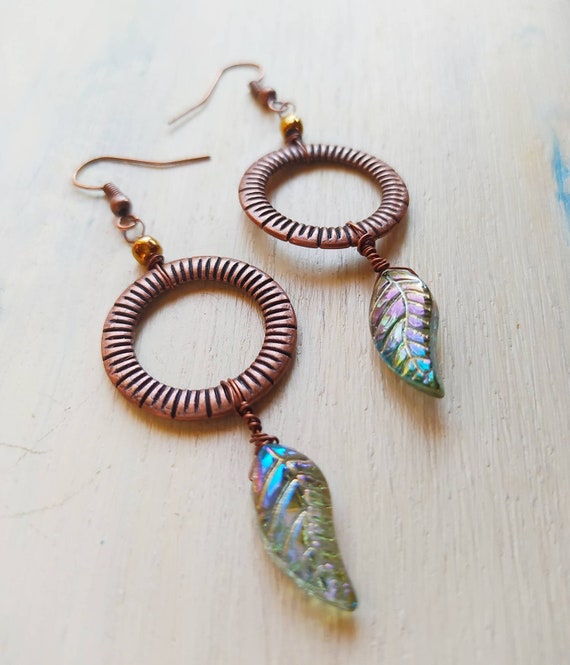 Feather Earrings Rainbow Dreamcatcher Earrings American Indian Inspired Jewelry Rainbow Jewelry Hippie Jewelry Dangling Earrings