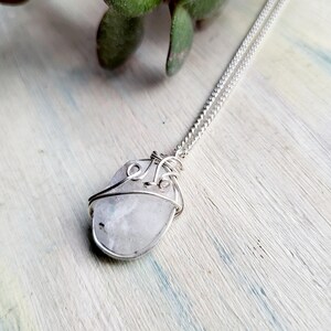 Sterling Silver Moonstone Necklace: June Birthstone Crystal Pendant