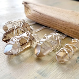 Smokey Quartz Crystal Point Necklace: Sterling Silver Pendant