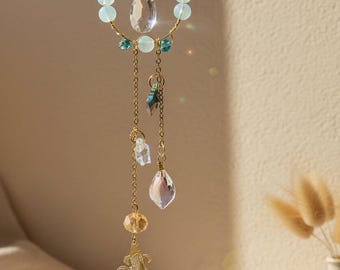 Golden Fish Suncatcher, Crystal Window Hanging, Brass Suncatcher, Rainbow Sun Catcher, Boho Window Decor, Prism Light Catcher, Gift for Her