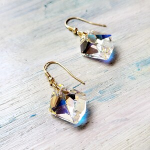 Suncatcher Sterling 24K Gold earrings, Aurora Crystal teadrop earrings, Rainbow high quality Iridescent AB Crystal earrings, Sun lover gift