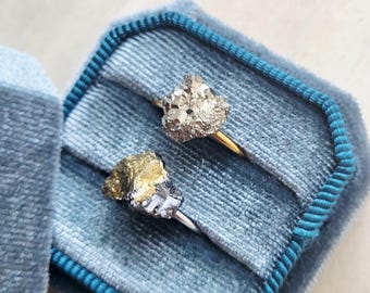Raw Pyrite Ring – Natural Pyrite Crystal Ring – Adjustable Minimalist Ring – Gold or Silver Ring – Raw Stone Jewelry – Gift for Her