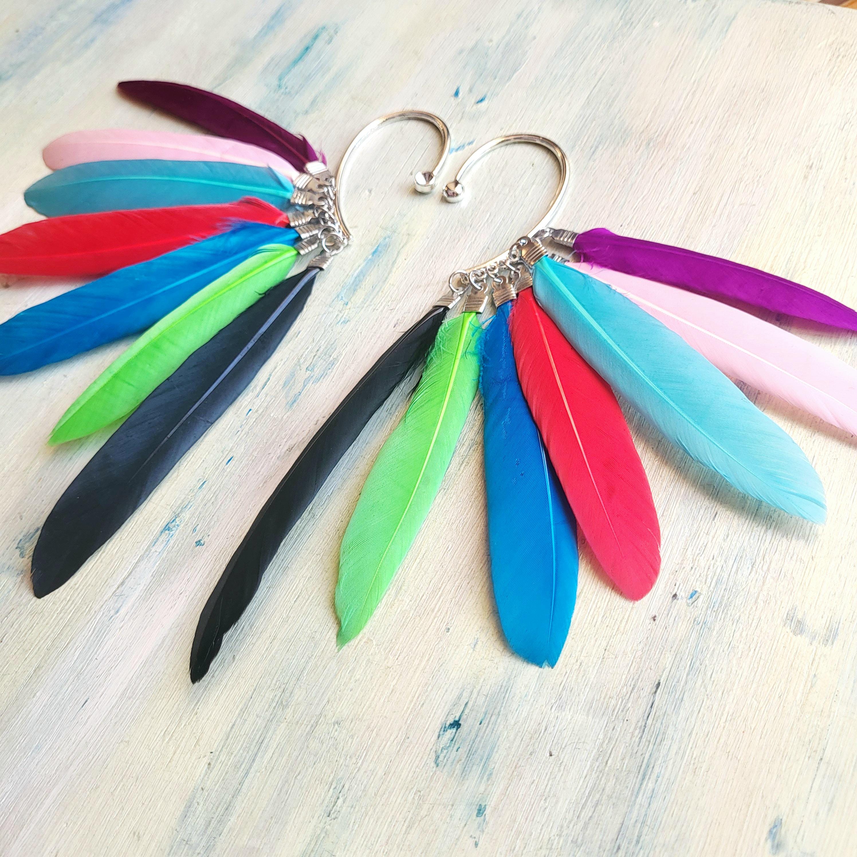 Rainbow Feather Ear Cuff - Etsy display picture 3