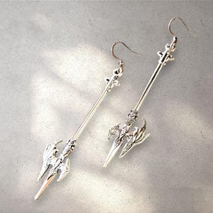 Silver Viking knight axe sword earrings