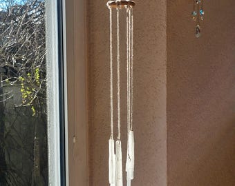Selenite Wind Chime | Crystal Hanging Decor | Healing Crystal Mobile | Boho Window Decor | Energy Cleansing Gift | Crystal Spells