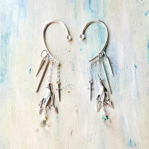 Gothic Sword Ear Cuff: Black Silver Ear Wrap
