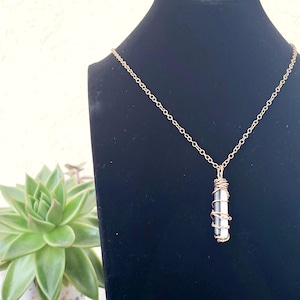 Black Tourmaline & Selenite Copper Wrapped Necklace - Crystal Healing Protection Pendant - Handmade Energy Cleansing Jewelry