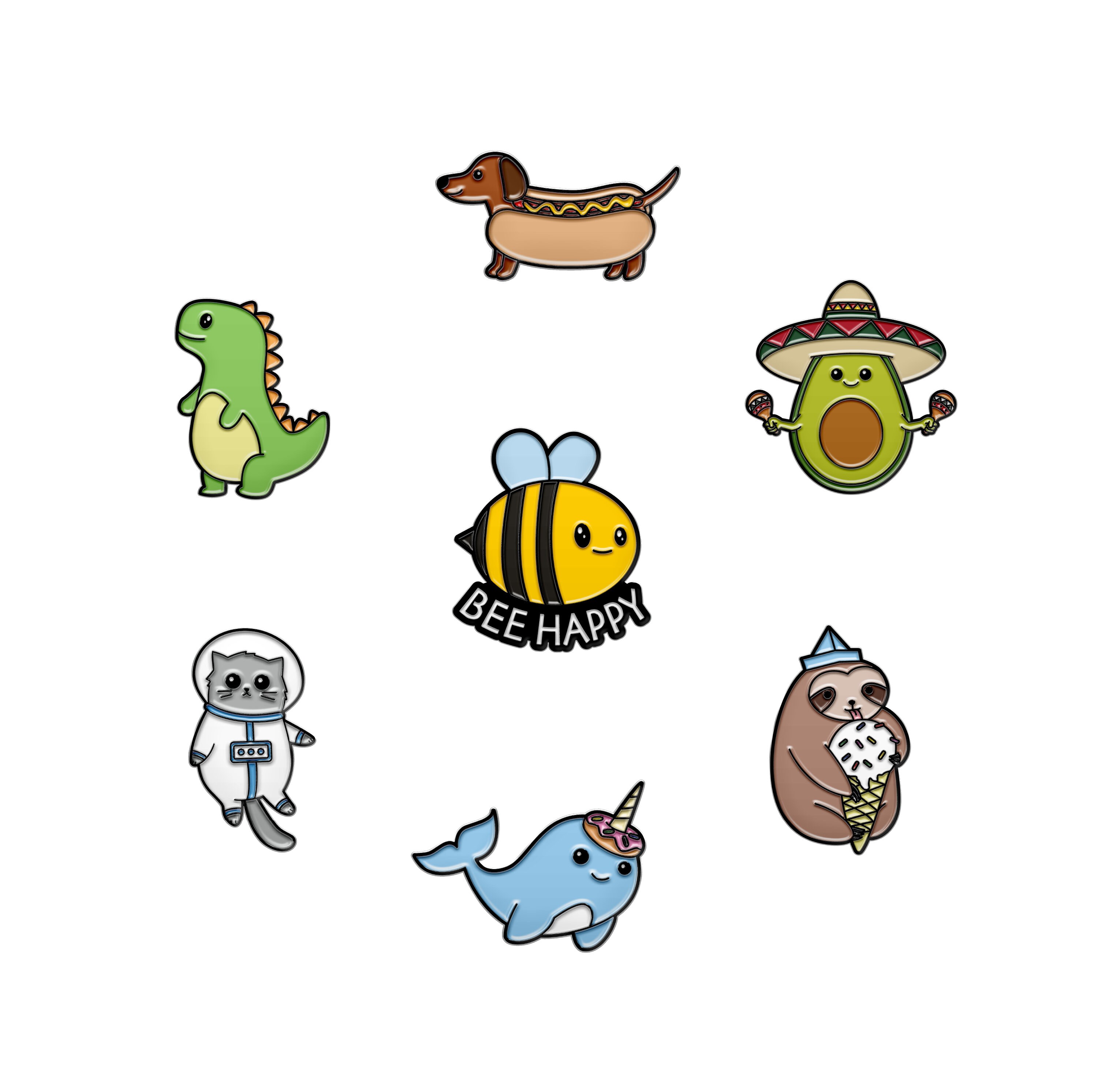 7 Cute Enamel Pin Set for Kids Funny Animal Pin Set for Etsy