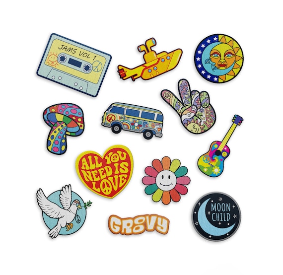 Iron on Hippie Patches the Carefree Bee Set of 12 Retro Iron on Vintage  Patches Cute Patches for Backpacks, Jeans, Jackets set 4 -  Hong Kong