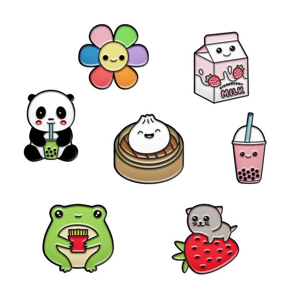 7 Cute Pins, Kawaii Pins, Pins for Backpacks Aesthetic, Cute Animal Pins, Cute Enamel Pins, Cute Pins for Backpacks Aesthetic (Set of 10)