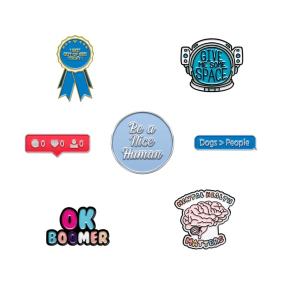 7 Cool Introvert Enamel Pin Set Funny Lapel Pins for Backpacks