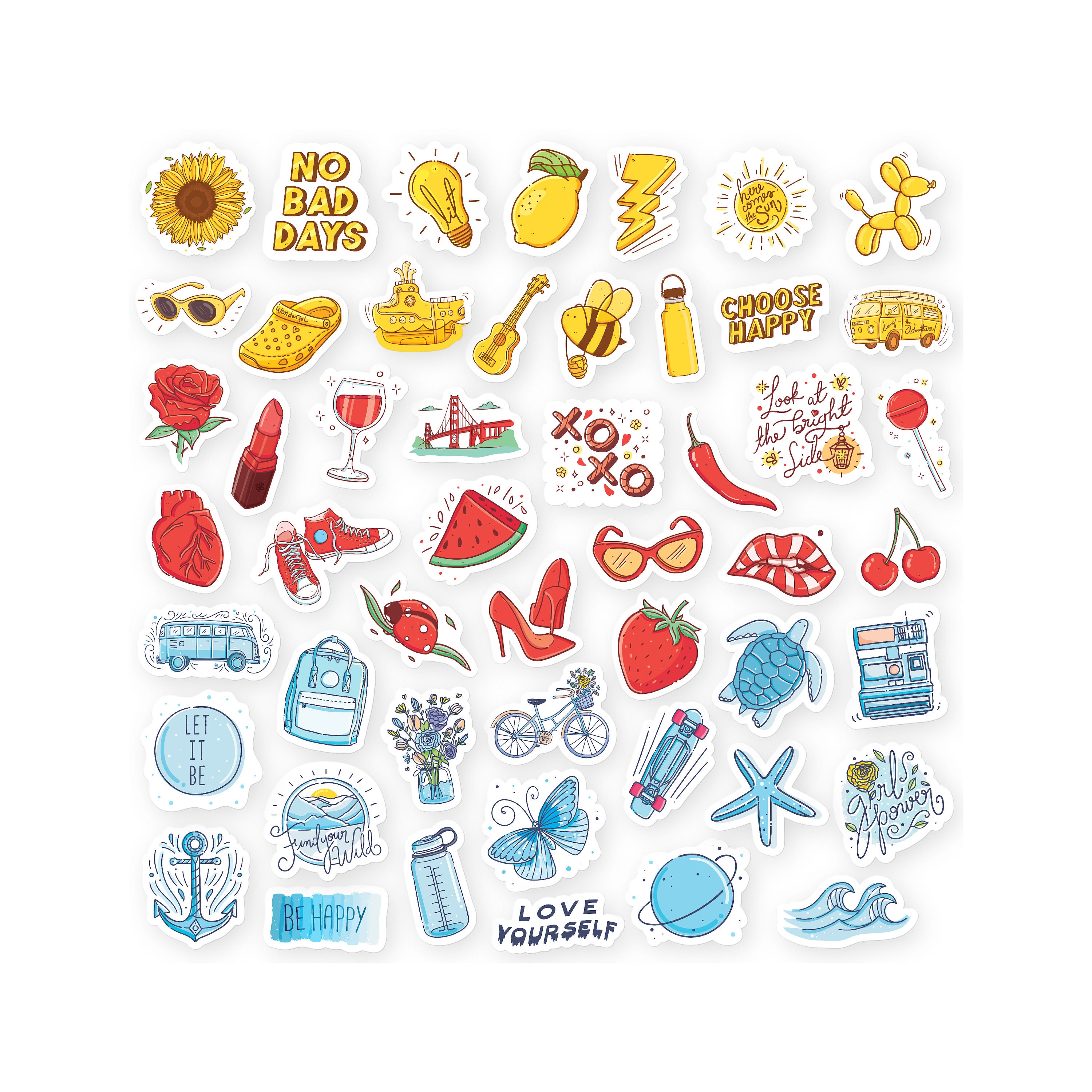 50 Blue Fresh VSCO Cute Stickers For Journal Adorable And Lovely Pack For  Car, Bike, Luggage, Skateboard, Water Bottle Decoration From Autoparts2006,  $2.82