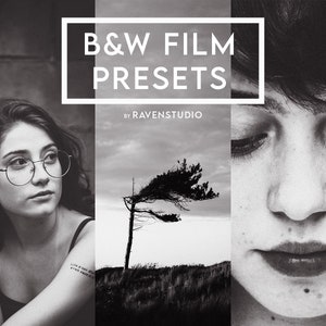 7 Black and White Vintage Film Camera Presets for Lightroom - 35mm film DESKTOP & MOBILE Presets - Ilford HP5 Presets for Instagram Film