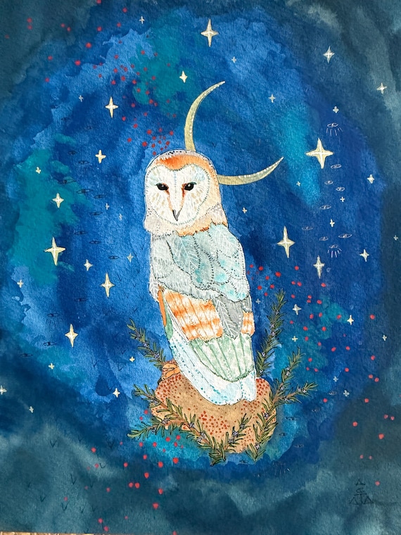Barn Owl Original Watercolor