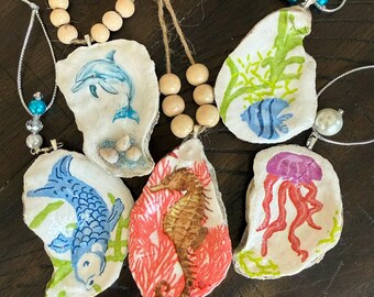 Adornos o dijes de concha de ostra para botellas - Regalo para anfitrionas