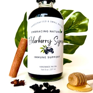 Organic Elderberry Syrup | Traditional Herbal Syrup with Raw Honey & Spices | Embracing Nature