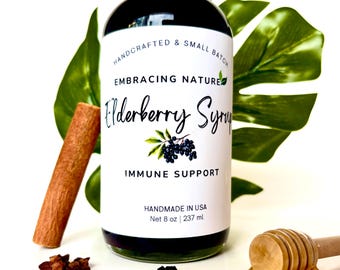 Organic Elderberry Syrup | Traditional Herbal Syrup with Raw Honey & Spices | Embracing Nature