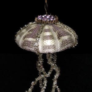 Purple bling large ALPHONSO SEA URCHIN with tinsel tentacles