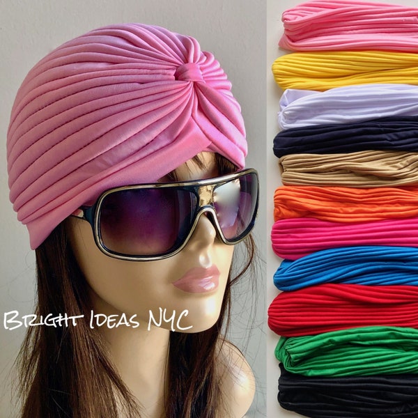 Pleated Solid Color Stretch Turban Headwrap, Hair Cover, Turban Head Wrap, Turban Hat, Hair Scarf, Fashion Turban, Women's Hair Accessory