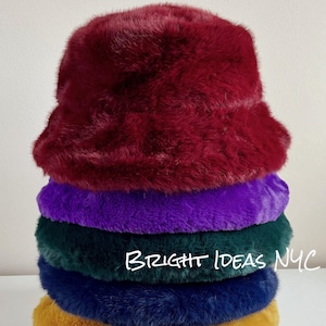 Luxury Faux Fur Vegan Bucket Hat, Chunky, Vegan Fur, High Quality Soft Warm Cozy Winter Hat, Fashion Bucket Hat, Winter Hat, Womens Hat