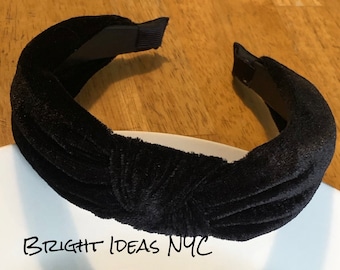 Black Velvet Top Knot Headband, Twisted Knot Headband, Velvet Headband, Boho, Hair Band, Womens Girls Headband, Black Headband, Accessories