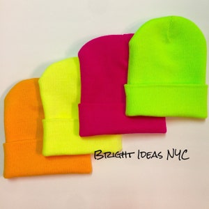Oversized Bright Neon Warm Soft Stretch Knitted Beanie, Warm Winter Hat, Knit Beanie Hat, Fashion Trend Beanie