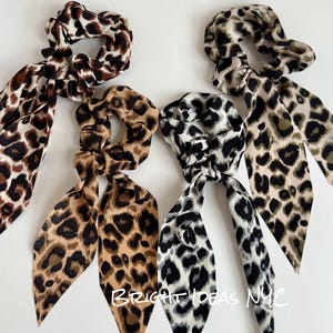 Leopard Scrunchie Tail Scarf, Long Tail Scrunchies, Leopard Scrunchies, Hair Band, Leopard Tail Scrunchies, Fashion Hair Accessories