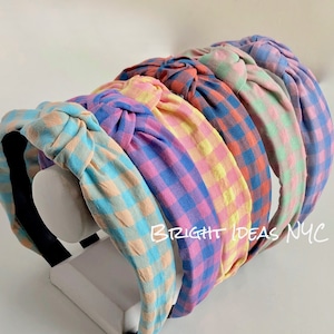 Pastel Gingham Check Top Knot Headband, Buffalo Plaid, Bandana Headband, Lumberjack Plaid, Picnic Plaid, Twisted Knot Headband, Hair Band
