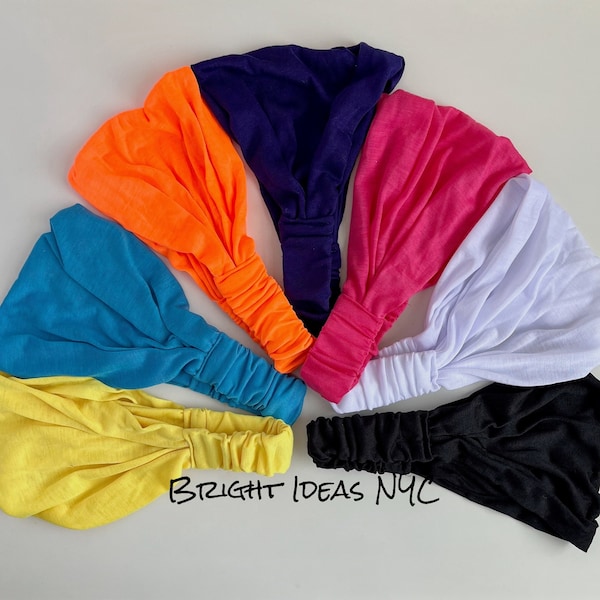 Extra Wide Knit Scrunch Headband, Solid Color Headband, Elastic Back, Boho, Stretch Hair Band, Turban Headwrap, Women Girls Hair Accessory