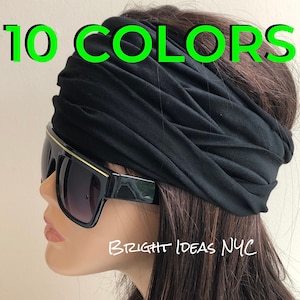 Solid Extra Wide Scrunch Headband, Yoga Headband, Wide, Boho, Stretch Tube Headband, Women and Mens Headband, Running, Turban Headband