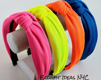 Neon Stretch Knit Top Knot Headband, Twisted Knot Headband, Electric Bright Headband, Boho, Hair Band, Women Girls Headband, Hair Accessory