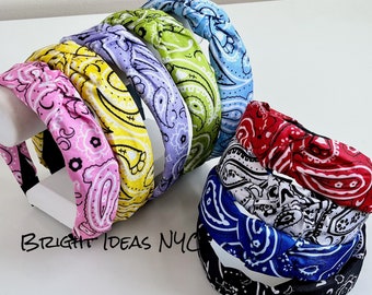 Bandana Fabric Top Knot Headband, Twisted Knot Headband, Bandana Print, Bandana Pattern, Boho, Hair Band, Women Girl Headband Hair Accessory